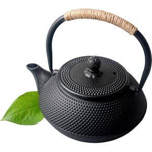 Japanse theepot gietijzer met zeef zwarte theepot Aziatisch 0,6 l / 600 ml [herbruikbaar]