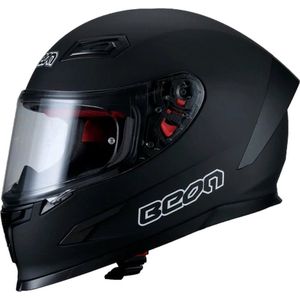 BEON B503 Motor Integraalhelm met antikras Vizier - Geschikt als scooter, brommer, snorfiets, helm - M - Zwart - incl Gratis helmtas