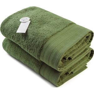 ARTG Towelzz® - DeLuxe - Badhanddoek - 70 x 140 cm - Legergroen - Army Green - 700 gram/m2 - Set 2 stuks