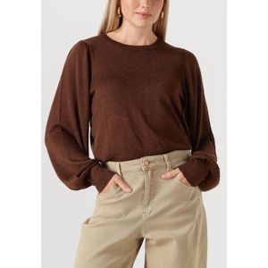 Minus Liva Metallic Long Sleeve Tops & T-shirts Dames - Shirt - Bruin - Maat XS