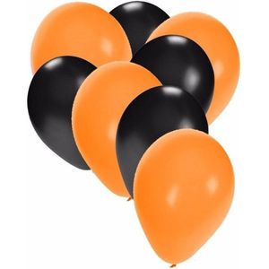 50x ballonnen oranje en zwart - knoopballonnen
