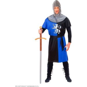 Widmann - Middeleeuwse & Renaissance Strijders Kostuum - Middeleeuwse Ridder Strijder In De Frontlinie - Man - Blauw, Zwart, Zilver - Large - Carnavalskleding - Verkleedkleding