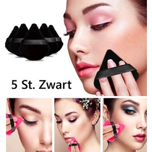 Set van 5 Powder Puff Driehoekige Make-Up Sponsjes I Beauty Blender I Poederdons I Foundation Blender I Zwart