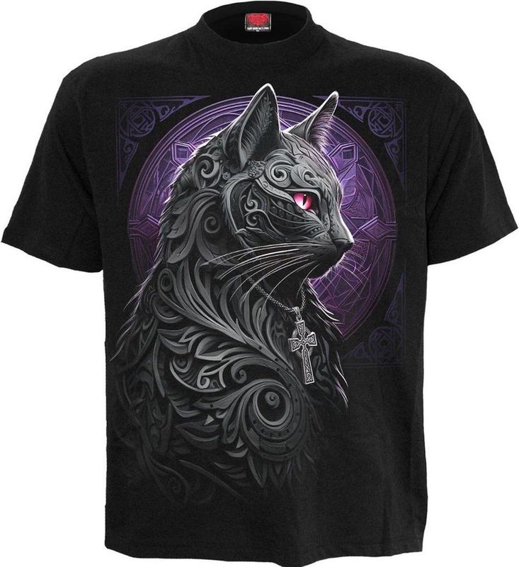 T-Shirt - Zwart - 100% Katoen - Front Print Kat