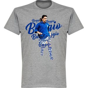 Roberto Baggio Italië Script T-Shirt - Grijs - 4XL