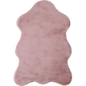 Pochon - Tapijt Caty - Roze - 90x60x2,5 - Vloerkleed - Imitatieleer - Hoogpolige Vloerkleed