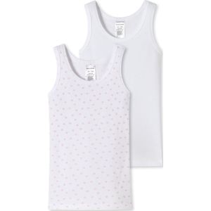 Schiesser Meisjes onderhemd 4 pack Kids Girls fijnrib Organic Cotton