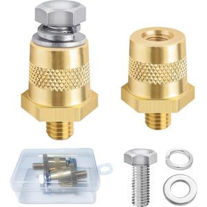 Accupoladapter M8 - Positieve en Negatieve Accuklemmen voor Auto - Robuuste Messing en Roestvrijstalen Bevestiging