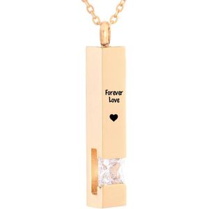 Luxe Ashanger | Met Ketting En Gravering | Forever Love | Assieraad | Rosegoud Met Witte Steen | As Ketting | Gedenksieraad | Urn | Incl. As vuller