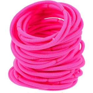 Inovra - Elastische haarelastieken zonder metalen - 50 stuks in roze - paardenstaarthouder - voorkomt beschadigingen