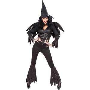 Widmann - Heks & Spider Lady & Voodoo & Duistere Religie Kostuum - Woeste Heks Horror Wings Kostuum Vrouw - Zwart - Medium - Halloween - Verkleedkleding