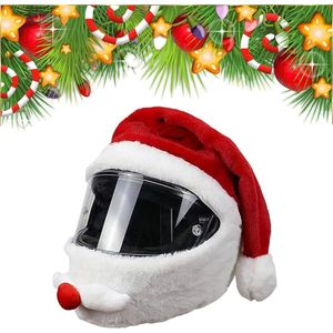 Allecto Plus - Motorhelm Kerstman Overtrek Kerstmuts Rood
