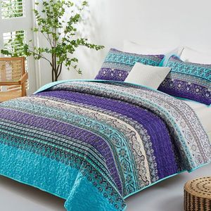 Sprei - 240 x 260 cm - Boho-stijl - Gewatteerd - 3-delige set met 2 kussenslopen van 50 x 75 cm