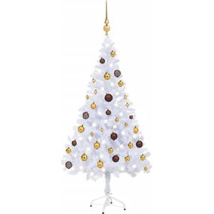 The Living Store Kerstboom Sneeuw Wit 120 cm - 230 takken - LED-verlichting