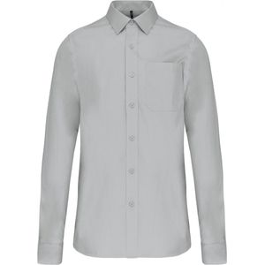 Overhemd Heren 6XL Kariban Lange mouw Snow Grey 100% Katoen