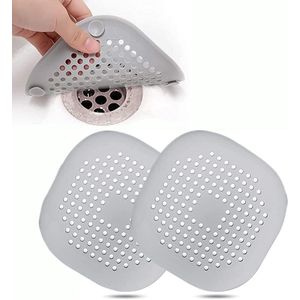 SNQ Afvoerzeef- 2 Stuks Afvoerbescherming- Afvoer Protector Filter- Afvoerzeef Siliconen- voor Badkamer- Keuken- Gootsteen（2 Grijs)