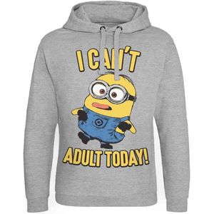 Minions Hoodie/trui -2XL- I Can't Adult Today Grijs