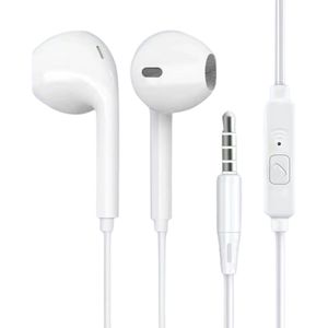 Oordoppen met draad - Met Microfoon - voor Muziek - Wit - 3.5mm