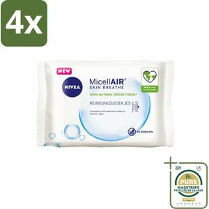 NIVEA - Reinigingsdoekjes - 3-in-1 Micellaire Doekjes - Verwijdert Waterbestendige Make-up - 25 Doekjes - Voordeelverpakking - 4 stuks - Make-up remover - Gezichtsreiniger