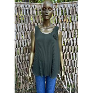 Plissé Top - Roosje - Army Green - One Size (Maat 38 t/m 42)