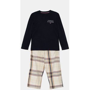 TH - Jongens Pyjama - Donkerblauw T-Shirt/Gestreepte Broek - 8/10 jaar