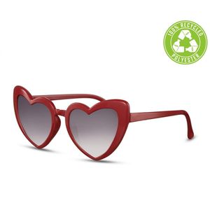 EcoLine - Hartjes - Zonnebril - WHS-1861 - Recycled Polyester - Rood - Zwart - 100% UV400 - Cat.3 - Incl. Etui & Poetsdoekje