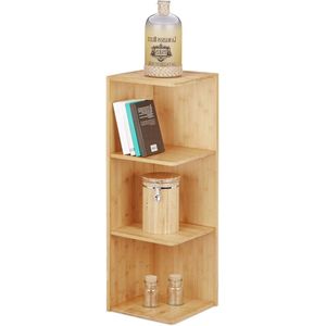 Bamboe hoekkast met 3 vakken HxBxD 855 x 29 x 29 cm - Open kast voor woonkamer of keuken - Natuurlijke uitstraling