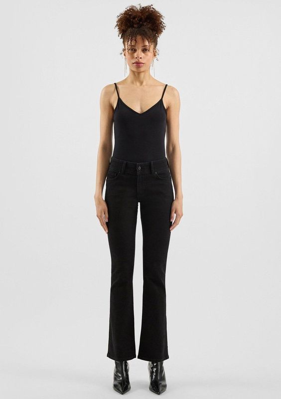 Jeans - Bootcut - Slim Fit - Used Effect