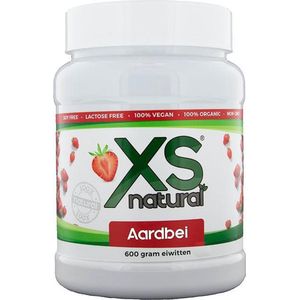 XS natural Aardbei [600 gram Plantaardige eiwitten] - 100% vegan - proteïne - eiwit shake - echt fruit - zonder geraffineerde suikers - vetarm - suikerarm - aminozuren - puur natuur - spierherstel - 100% organisch - lactose vrij - Soja vrij -