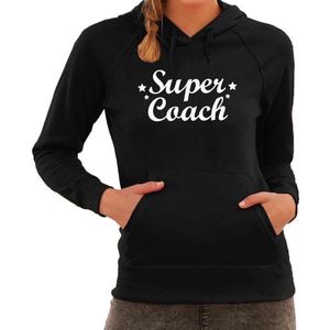 Super coach cadeau hoodie zwart voor dames - zwarte supercoach sweater/trui met capuchon XL