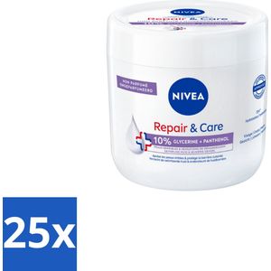 25 x NIVEA - Bodycrème - Herstel & Verzorging Gevoelig - Met 10% Glycerine & Panthenol - Voor gevoelige & jeukerige huid - 400 ml - Gevoelige Huid - Jeuk - Droge Huid - Eczeem - Huidbarrière