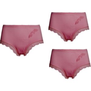 Dames hoge slips 3 pack met kantrandje XXXL 46-54 oudroze