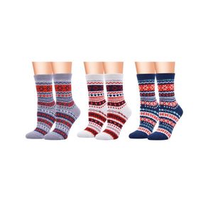 Fluffy sokken dames - 3 paar - rood - wit - blauw - leuke print ""Hygge"" - 35 - 40 - cadeau voor haar - geschenk vrouwen - Kerst cadeau - zacht