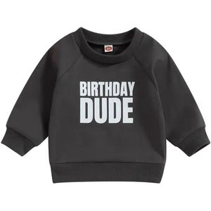 Eerste verjaardag sweater Birthday Dude donker grijs maat 12 maanden