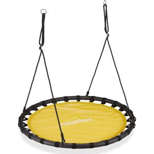 Relaxdays Nestschommel - schotelschommel - buiten schommel - kinderschommel - XL- 120 cm - geel
