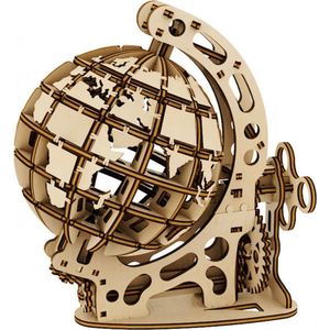 Mr. Playwood Globe - 3D houten puzzel - Bouwpakket hout - DIY - Knutselen - Miniatuur - 145 onderdelen