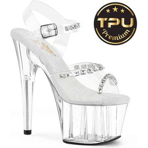 Pleaser - ADORE-708PREM-STN Sandaal met enkelband - US 5 - 35 Shoes - Transparant