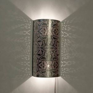 LM-Collection Ameera Wandlamp - 20x10x40cm - E14 - Zilver - Metaal zilver - muurlamp slaapkamer, muurlamp woonkamer, muurlamp binnen, wandlamp badkamer, wandlamp binnen woonkamer, wandlamp binnen, wandlampen