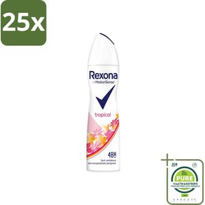 25 x Rexona - Deodorant Spray - Motion Sense - Tropical - Anti-Transpirant & Perspirant - 150ml - Grootverpakking - Rexona - Deodorant - Anti-transpirant - Tropical - 48 Uur Bescherming