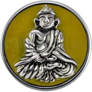 Quiges - Drukknoop Mini 12mm Boeddha Geel - EBCMK013