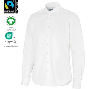 Cottover SHIRT TWILL SLIM FIT MAN - GOTS GECERTIFICEERD 141048 - Wit - 40