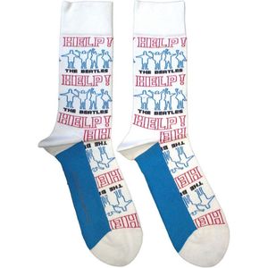 The Beatles - Help! Outlines Repeat Sokken - Wit