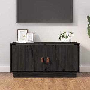 Furniture Limited - Tv-meubel 80x34x40 cm massief grenenhout zwart