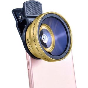 2 In 1 Lens Universele Clip 3,7cm Mobiele Telefoon Lens Professionele 0,45x 49uv Super Groothoek + Macro Hd Lens Voor Iphone Android