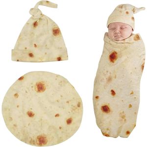 Grappige Baby Burrito Wikkeldeken met Hoed - Unisex 85x85 cm