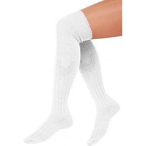 Paar Lange sokken wit gebreid mt.39-46 - Tiroler heren dames kniekousen kousen voetbalsokken festival Oktoberfest voetbal sport