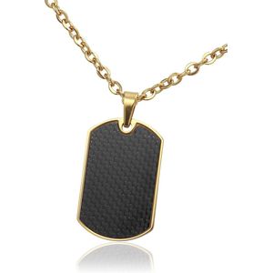 Amanto Ketting Bai - 316L Staal PVD - Dogtag - Carbon - 32x20mm - 60cm