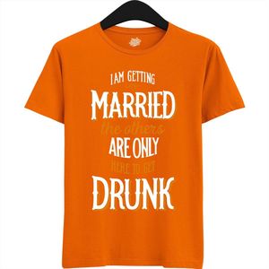 Am Getting Married | Vrijgezellenfeest Cadeau Man - Groom To Be Bachelor Party - Grappig Bruiloft En Bruidegom Bier Shirt - T-Shirt - Unisex - Oranje - Maat S