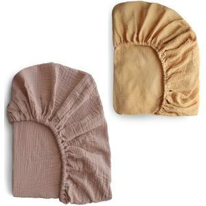 Getailleerd laken - 2 stuks - S - 82*41CM - Gekreukt kinderlaken - Volledige hoes voor kinderbedje - Ademend kinderlaken - Wieglaken - Zacht en ademend - Geschikt voor wiegjes, ledikantjes en ovale manden - Matrashoes