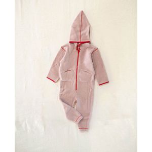 JETPAQ - Merino wollen fleece onesie - Lichtroze - Maat 98/104
